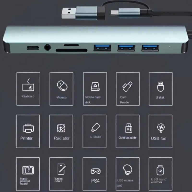 8-in-1 Multi-Function USB Hub YL5176801