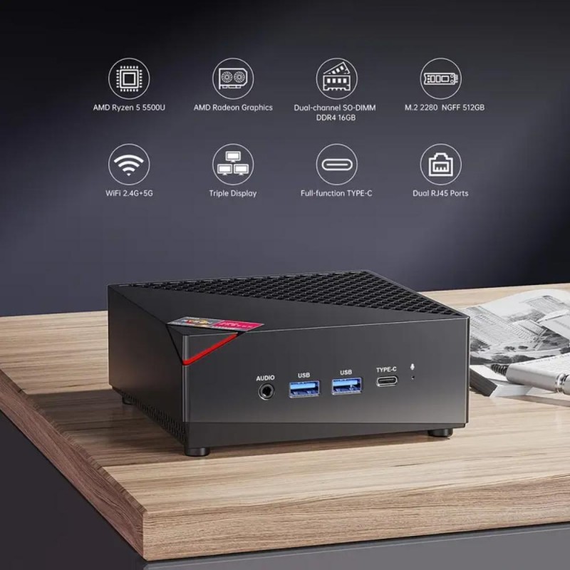 Acemagic Mini PC AMD Ryzen 7 5825U 16GB DDR4 512GB M.2 SSD PT6482681