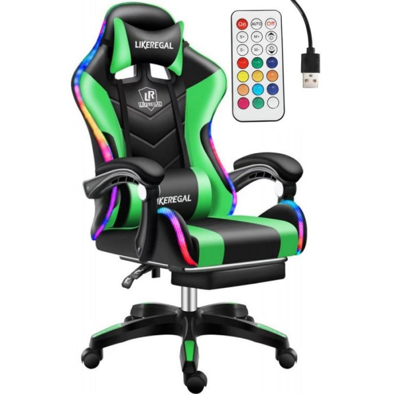 Likeregal 920 LED massage Gaming chair with footre...